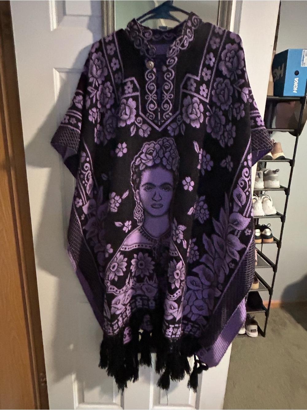 Black and Purple Frida Kahlo-Style Poncho Cover